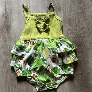 Green Avocado Print Baby Romper
